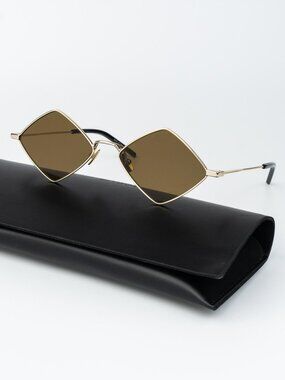 Saint Laurent Women Sunglasses Gold Brown SL302LISA 011 NEW AUTHENTIC